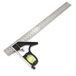 R�gle a angle carr� combin� r�glable de 300mm, 45 / 90 degr�s avec niveau a bulle, outils de mesure multifonct ...
