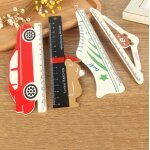 R�gle en bois cr�ative ours de voiture, 40 pi�ces / lot, r�gles droites de mesure de 15cm, outil de dessin, ...