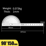 R�gle de mesure rotative a angle de 180 degr�s, rapporteur en acier inoxydable 1 @ # kdd, outil de machiniste, ...