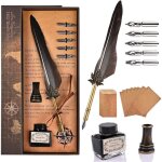 R�tro plume d'oie stylo de calligraphi 5 pointes set, encre et papier a lettres, cadeaux classique et ...