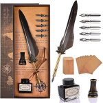 R�tro plume d'oie stylo de calligraphi 5 pointes set, encre et papier a lettres, cadeaux classique et ...