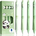 Rhaul - lot de 4 stylo effaables kawaii - panda, patte, glace, gteau - avec bille pour effacer l'encre ...
