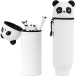 Rhaul - trousse ecole 2 en 1 en silicone souple kawaii panda pochette de stylo, trousse silicone verticale ...
