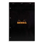 Rhodia bloc n20 agraf 160 pages perfores 80g 5x5 21 x 31, 8 cm couverture carte enduite noire