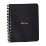 Rhodia cahier spirale couverture polypropylne noire 16 x 21 cm 160 pages ligne 6 mm perfores 4 trous ...