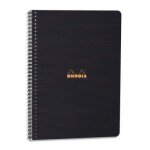Rhodia cahier spirale couverture polypropylne noire 22, 5 x 29, 7 cm 160 pages 5x5 perfores 4 trous ...