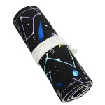 Rideau de stylo en toile optique, impression ciel etoil, sac a stylo, etui a stylo, poudres enroulables, ...