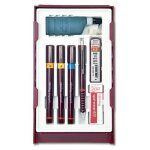 Rotring isograph 0. 25 / 0. 35 / 0. 5 collge set + encre + gomme + porte - mine + 1