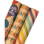 Rouleau de papier cadeau d'anniversaire kraft - mini rouleau - 43, 2 x 305 cm par rouleau - ballon color ...