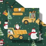Rouleau de papier cadeau de nol pour garons , mini rouleau , motif camion de chantier , pre nol , ...