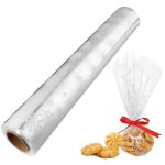 Rouleau de papier cellophane de no�l stobok 86 cm x 3 000 cm, film opp transparent avec motifs flocons ...