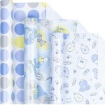 Rouleau de papier d'emballage bleu - ours / ballon, bébé / imprimé a pois pour fête prénatale, garçon ... Rouleau de papier d'emballage bleu - ours / ballon, bébé / imprimé a pois pour fête prénatale, garçon ...