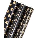 Rouleau de papier d'emballage - mini rouleau - 3 rouleaux - 43, 2 cm x 3, 05 m par rouleau - design gomtriqu ...