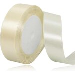 Ruban beige 25 mm x 23 m - pour dcoration de cadeau, robe de mariage, baptme et anniversaire, travaux ...