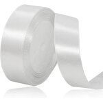 Ruban blanc 25 mm x 23 m - pour dcoration de cadeau, robe de mariage, baptme et anniversaire, travaux ...