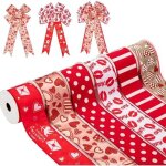 Ruban cadeau satin bordure fil m�tallique rubans d�coratifs motifs saint - valentin lot de 6 rouleaux ...