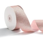 Ruban dor rose a paillettes - ruban cadeau de mariage mtallique brillant - 3, 8 cm x 22, 8 m