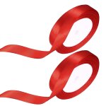 Ruban satin rouge, 2 rolls 15mm x 22m ruban de no�l pour emballage cadeaux, diy d�coration de mariage, ...