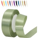 Ruban de satin vert sauge de 25 mm pour emballage cadeau, mariage, voiture, bouquets de fleurs, bo�te ...