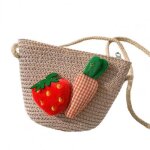 Sac a bandoulire brod pour enfants, joli sac portable en paille avec fleurs, pochette avec fermeture ...
