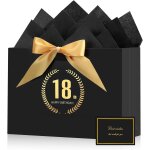 Sac cadeau anniversaire 18 ans - sac cadeaux exquis grand format noirs et or, pochette cadeau avec 2 ...