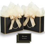 Sacs cadeaux avec anse, 2 sacs cadeaux, 2 cartes de v?ux, 2 ruban a noeuds, 4 papiers de soie, sacs cadeaux ...