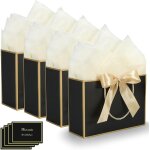 Sacs cadeaux avec anse, 4 sacs cadeaux, 4 cartes de v?ux, 4 ruban a noeuds, 8 papiers de soie, sacs cadeaux ...