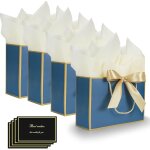 Sacs cadeaux avec anse, 4 sacs cadeaux, 4 cartes de v?ux, 4 ruban a noeuds, 8 papiers de soie, sacs cadeaux ...