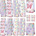 Sacs cadeaux de f�te papillon - 40 sacs cadeaux avec autocollants papillon, sacs en papier color�, sacs ...