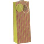 Un sac cadeau kraft - format bouteille - dimensions : 12, 7x9x35, 5 cm - 210g - motif : vagues fluo jaune ...