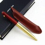 Sac a crayons en cuir de haute qualit�, stylo de luxe bois + m�tal 0. 7mm, stylos a bille assortis pour ...