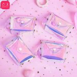 Sac a crayons pour filles, pochette en filet rouge gel�e ins coeur transparent laser version cor�enne ...