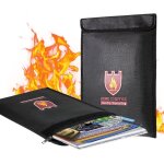 Sac a documents ignifug�, 15  x 11  sac a billets solide enduit de silicone, r�sistant au feu et a l'eau, ...