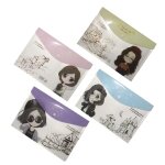 Sac de papeterie portable transparent et etanche, 4 pices, bouton a4, pp, impression couleur, sac de ...