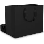 Sac en papier kraft noir 250gsm - lot de 10 sacs cadeaux 22x10x18cm - papier epais avec poign�e - black ...
