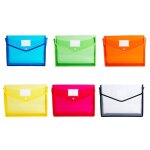 Sac de rangement de fichiers a4 transparent et etanche, pochette d'extension avec etiquette de bouton ...