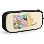 Sac a stylos a motif de timbres - poste du monde, pochette de papeterie durable, pochette pliable pour ...