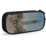 Sac a stylos a motif de timbres - poste du monde, pochette de papeterie durable, pochette pliable pour ...