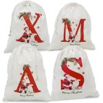 Sachet cadeau nol grand format avec cordon et lettres, sac pour biscuits, bonbons, anniversaire et cadeaux ...