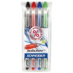 Schneider lot de 4 stylos a bille slider (noir / vert / rouge / bleu)