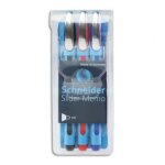 Schneider pochette de 3 stylos bille a capuchon, pointe large, corps caoutchouc confort, encres assorties: ...