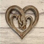 Sculpture murale en bois avec poign�e de main en forme de coeur pour la maison et le bureau, d�coration ...
