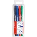 Sensor - stylo feutre pointe fine - pochette x 4 stylos - feutres - pointe 0, 3 mm - noir / bleu / rouge ...