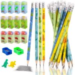 Sept - lot de 24 crayons a papier hb pour enfants, 12 gommes dinosaures et 2 taille - crayon, triangulaires ... Sept - lot de 24 crayons a papier hb pour enfants, 12 gommes dinosaures et 2 taille - crayon, triangulaires ...