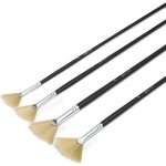 Sept - pinceaux eventails, lot de 4 pinceaux peinture huile, poil synthtique imitation soie de porc, ...