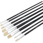 Sept - pinceaux plat courts, lot de 8 pinceaux peinture huile, poil synthétique imitation soie de porc, ... Sept - pinceaux plat courts, lot de 8 pinceaux peinture huile, poil synthétique imitation soie de porc, ...