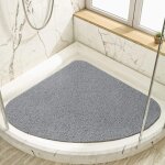 Sept - tapis de douche antidérapant triangulaire, en pvc, luffa, avec trous de drainage, tapis de baignoire ... Sept - tapis de douche antidérapant triangulaire, en pvc, luffa, avec trous de drainage, tapis de baignoire ...