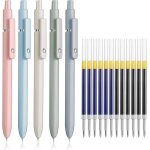 Set de 5 stylos gel pour ecrire, stylo a bille avec 10 recharges supplmentaires noires et bleues, pointe ...