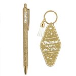Set cadeau chieuse stylo paillet� et porte - cl�s