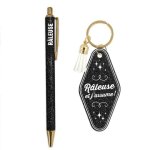 Set cadeau r�leuse et j'assume ! ¿ stylo paillet� et porte - cl